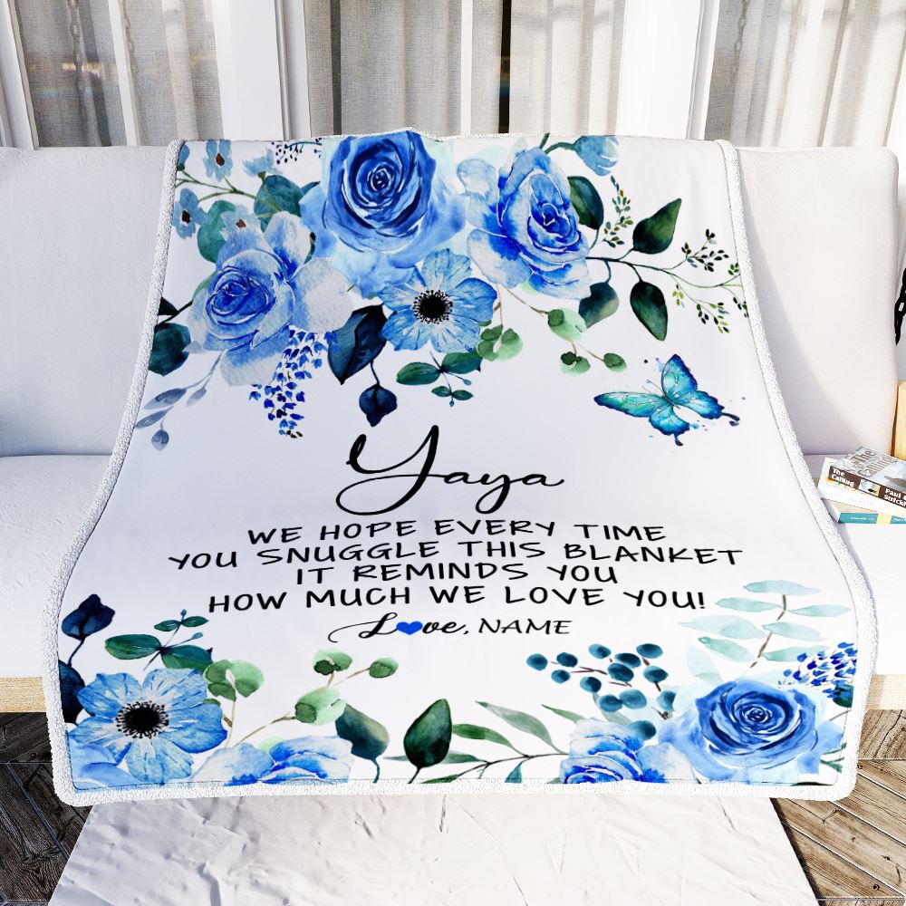 Personalized To My Yaya Blanket From Kids Floral How Much We Love You Yaya Birthday Mothers Day Christmas Customized Fleece Throw Blanket | siriusteestore