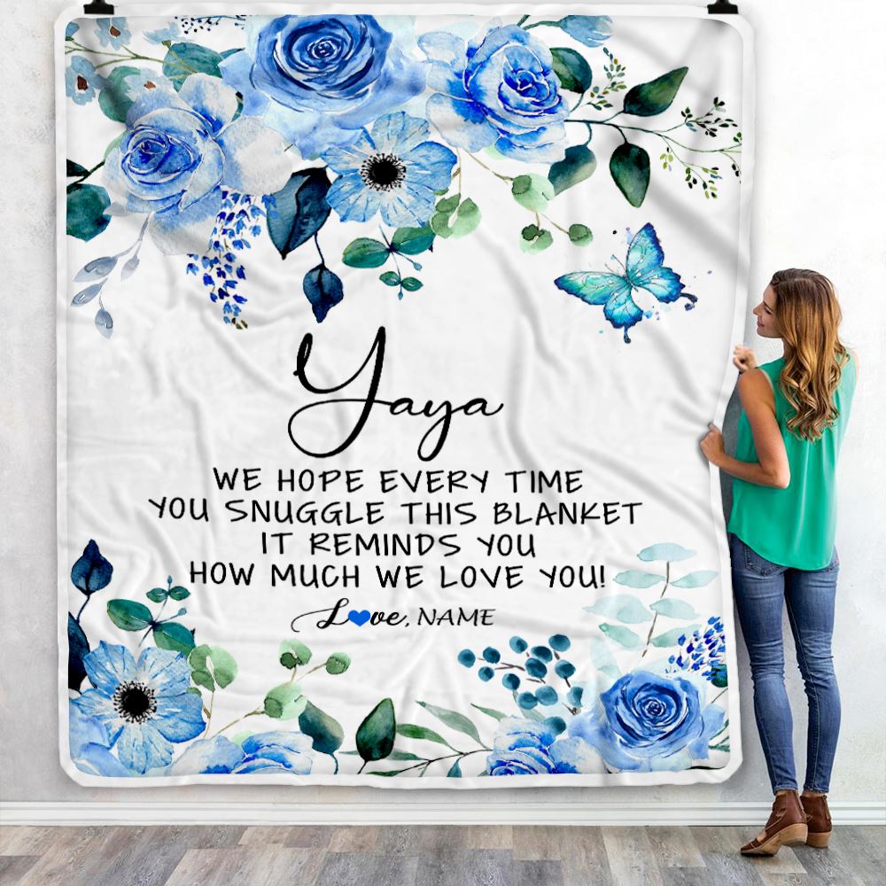 Personalized To My Yaya Blanket From Kids Floral How Much We Love You Yaya Birthday Mothers Day Christmas Customized Fleece Throw Blanket | siriusteestore