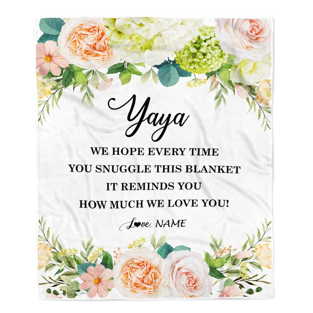 Personalized To My Yaya Blanket From Kids How Much We Love You Flower Yaya Birthday Mothers Day Christmas Customized Fleece Throw Blanket | siriusteestore