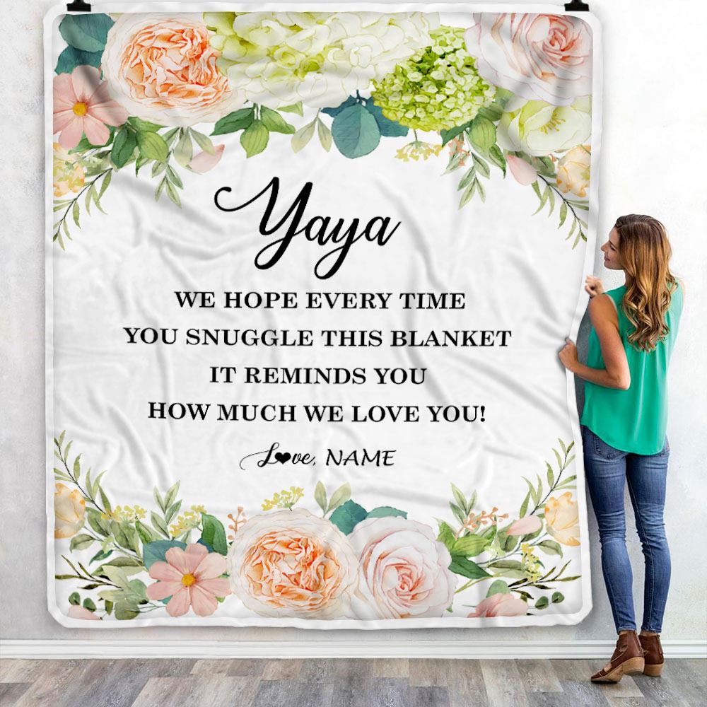 Personalized To My Yaya Blanket From Kids How Much We Love You Flower Yaya Birthday Mothers Day Christmas Customized Fleece Throw Blanket | siriusteestore