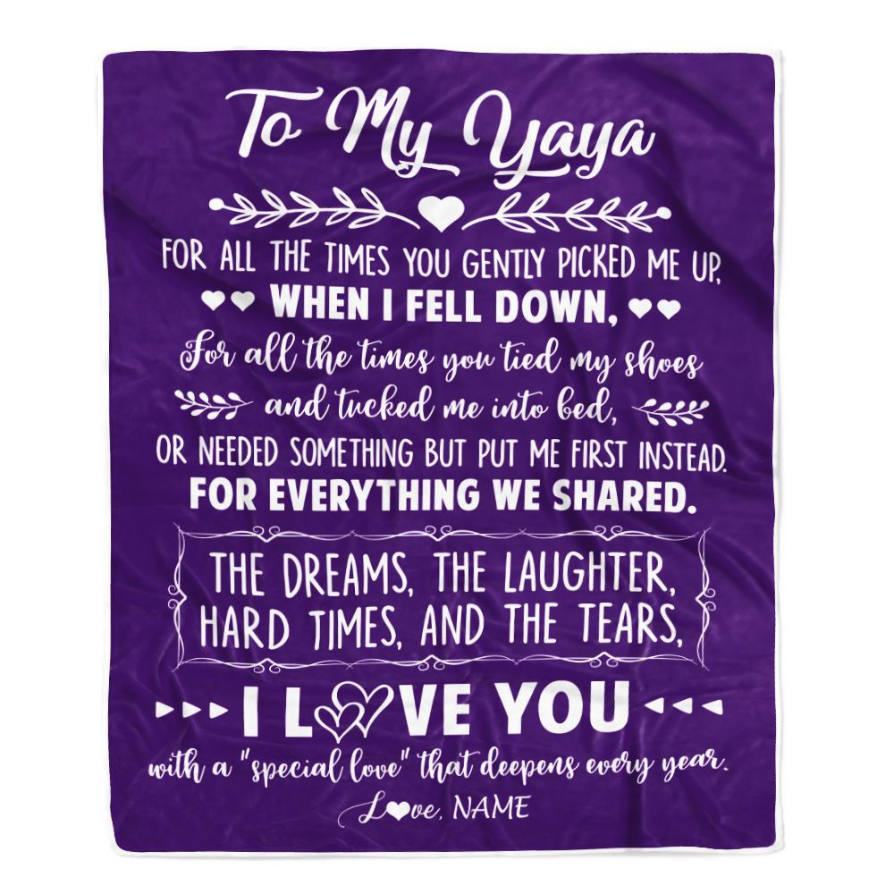 Personalized To My Yaya Blanket From Kids I Love You With A Special Love Yaya Birthday Mothers Day Christmas Customized Fleece Throw Blanket | siriusteestore