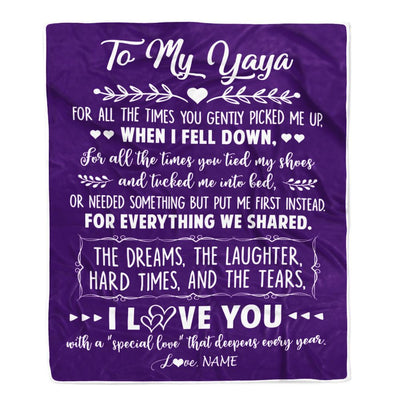 Personalized To My Yaya Blanket From Kids I Love You With A Special Love Yaya Birthday Mothers Day Christmas Customized Fleece Throw Blanket | siriusteestore