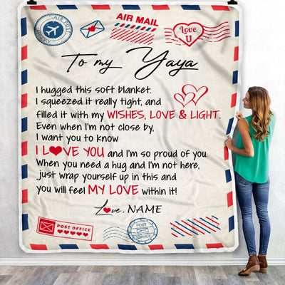 Personalized To My Yiayia Blanket From Kids Air Mail Letter I Love You Yiayia Birthday Mothers Day Christmas Customized Fleece Throw Blanket | siriusteestore