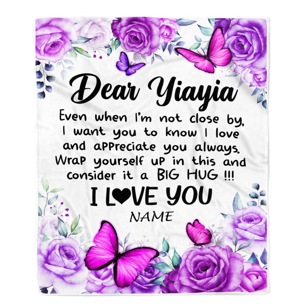 Personalized To My Yiayia Blanket From Kids Butterfly Love And Appreciate Yiayia Birthday Mothers Day Thanksgiving Christmas Customized Fleece Throw Blanket | siriusteestore