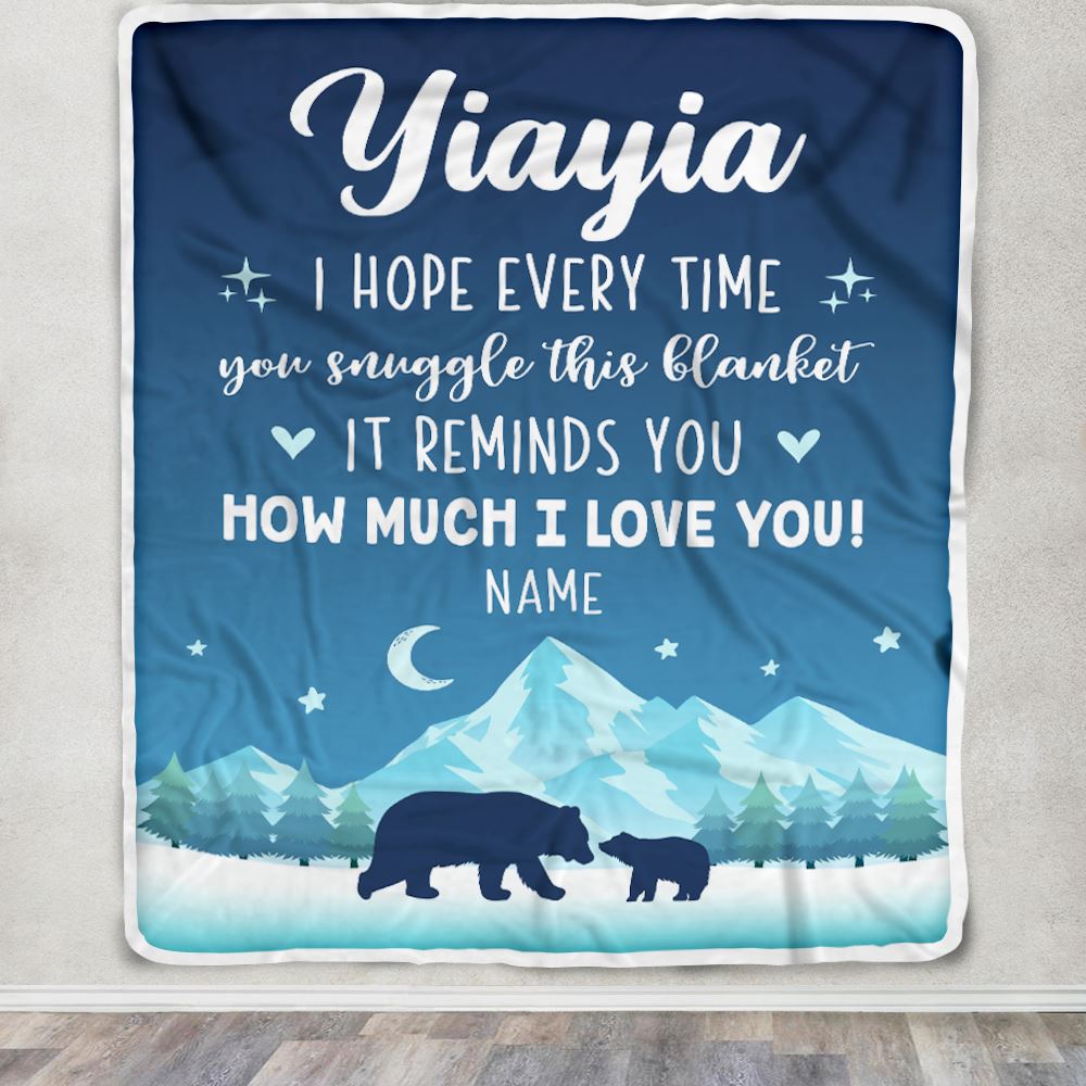 Personalized To My Yiayia Blanket From Kids I Hope Every Time Bear Yiayia Birthday Mothers Day Thanksgiving Christmas Customized Fleece Throw Blanket | siriusteestore