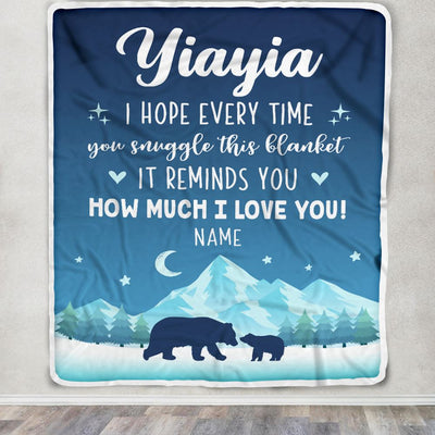 Personalized To My Yiayia Blanket From Kids I Hope Every Time Bear Yiayia Birthday Mothers Day Thanksgiving Christmas Customized Fleece Throw Blanket | siriusteestore
