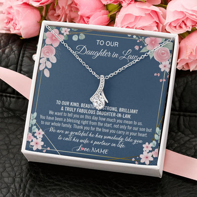 Alluring Beauty Necklace | Personalized To Our Daughter In Law Necklace On Wedding Day For Bride From Mother In Law Daughter In Law Jewelry Wedding Day Customized Gift Box Message Card | siriusteestore