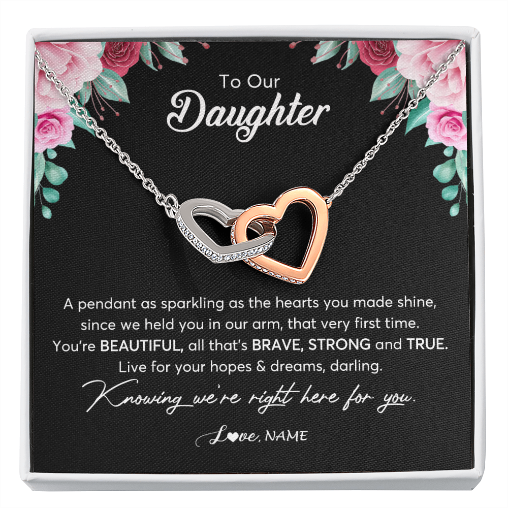 FG Family Gift Mall Daughter Necklace | "To My Badass Daughter" Crown Necklace Set, 14k White Gold Finish, Adjustable Chain
