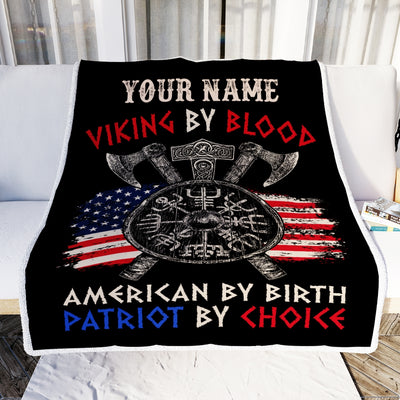 Personalized Viking Blanket Viking By Blood American By Birth Odin God Scandinavian Norse Mythology Runes Men Women Dad Men Birthday Fleece Throw Blanket | siriusteestore