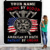 Personalized Viking Blanket Viking By Blood American By Birth Odin God Scandinavian Norse Mythology Runes Men Women Dad Men Birthday Fleece Throw Blanket | siriusteestore