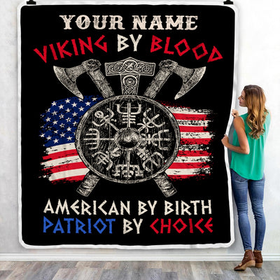 Personalized Viking Blanket Viking By Blood American By Birth Odin God Scandinavian Norse Mythology Runes Men Women Dad Men Birthday Fleece Throw Blanket | siriusteestore