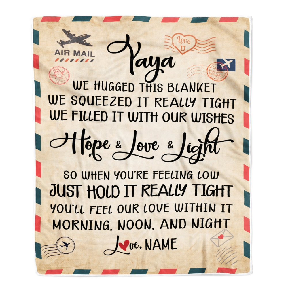 Personalized Yaya Blanket From Kids We Hugged This Blanket Mail Letter Yaya Birthday Mothers Day Christmas Customized Fleece Blanket | siriusteestore