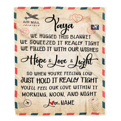Personalized Yaya Blanket From Kids We Hugged This Blanket Mail Letter Yaya Birthday Mothers Day Christmas Customized Fleece Blanket | siriusteestore