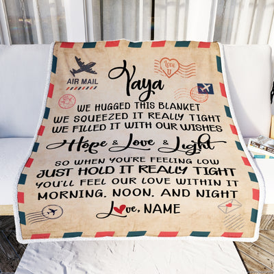 Personalized Yaya Blanket From Kids We Hugged This Blanket Mail Letter Yaya Birthday Mothers Day Christmas Customized Fleece Blanket | siriusteestore