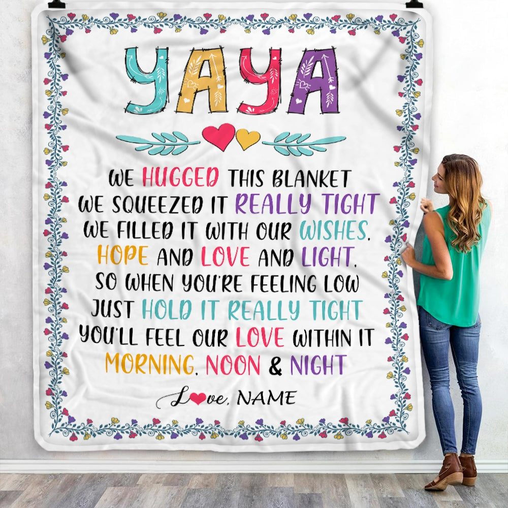 Personalized Yaya Blanket From Kids We Hugged This Blanket Yaya Birthday Mothers Day Christmas Customized Fleece Blanket | siriusteestore