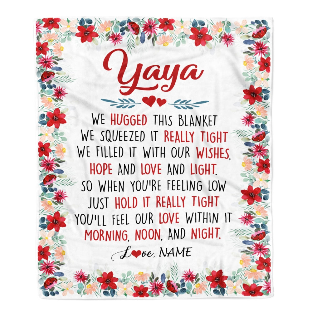 Personalized Yaya Blanket From Kids We Hugged This Blanket Yaya Birthday Mothers Day Christmas Customized Fleece Throw Blanket | siriusteestore
