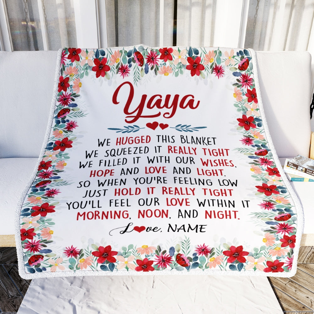 Personalized Yaya Blanket From Kids We Hugged This Blanket Yaya Birthday Mothers Day Christmas Customized Fleece Throw Blanket | siriusteestore