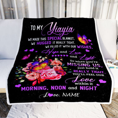 Personalized Yiayia Blanket From Grandkids Granddaughter We Made This Special Blanket Flower Yiayia Birthday Mothers Day Christmas Customized Fleece Blanket | siriusteestore