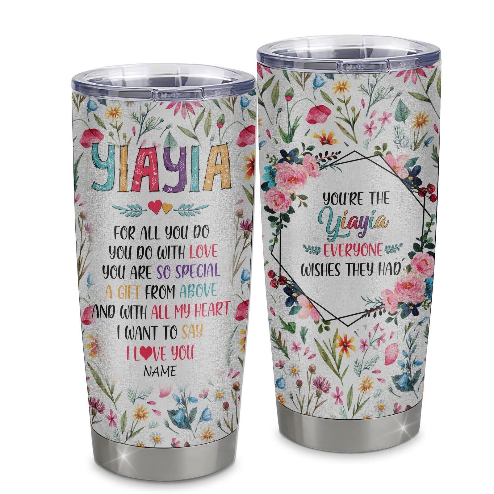 Personalized Yiayia From Granddaughter Grandson Grandchildren Stainless Steel Tumbler Cup You Are So Special I Love You Yiayia Mothers Day Birthday Christmas Travel Mug | siriusteestore