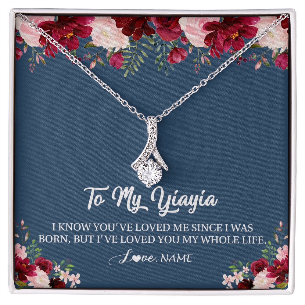 Personalized Yiayia Necklace From Grandkids Granddaughter Grandson I ve Loved You My Whole Life Floral Yiayia Birthday Mothers Day Christmas Customized Message Card Siriustee