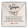 Interlocking Hearts Necklace | Personalized Yiayia Necklace From Grandkids Granddaughter Grandson You're Always In My Heart Yiayia Birthday Mothers Day Customized Gift Box Message Card | siriusteestore