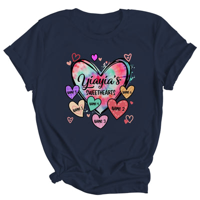 Personalized Yiayia Sweethearts Custom With Grandkids Name Valentines Day Mothers Day Birthday Christmas Shirt & Tank Top | siriusteestore