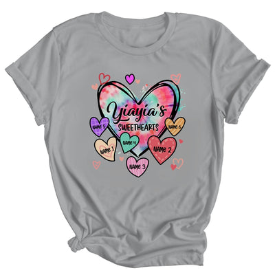 Personalized Yiayia Sweethearts Custom With Grandkids Name Valentines Day Mothers Day Birthday Christmas Shirt & Tank Top | siriusteestore