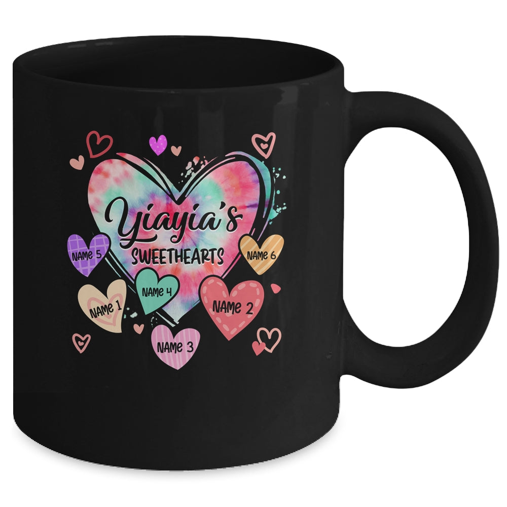 Personalized Yiayia Sweethearts Custom With Grandkids Name Valentines Day Mothers Day Birthday Christmas Mug | siriusteestore