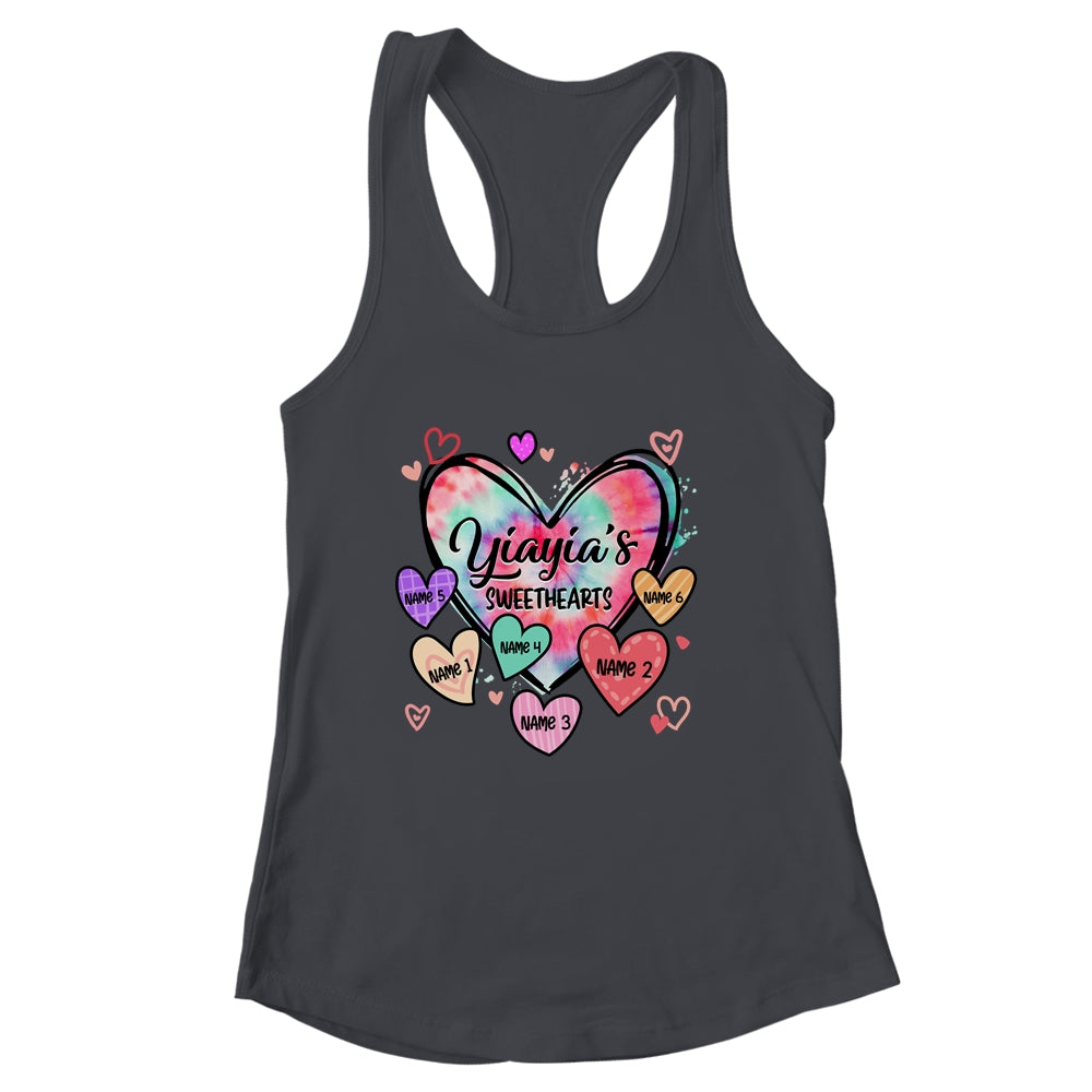 Personalized Yiayia Sweethearts Custom With Grandkids Name Valentines Day Mothers Day Birthday Christmas Shirt & Tank Top | siriusteestore