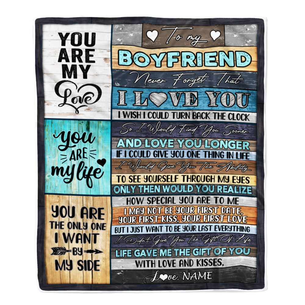 Personalized to My Boyfriend Blankets From Girlfriend Never Forget That I Love You Boyfriend Birthday Valentine's Day Christmas Customized Fleece Blanket | siriusteestore