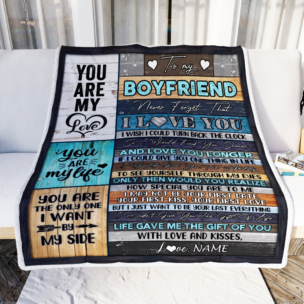 Personalized to My Boyfriend Blankets From Girlfriend Never Forget That I Love You Boyfriend Birthday Valentine's Day Christmas Customized Fleece Blanket | siriusteestore
