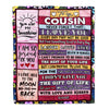 Personalized to My Cousin Blanket from Family Wood Laugh Love Live Believe Cousin Birthday Thanksgiving Christmas Customized Fleece Throw Blanket | siriusteestore