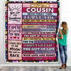 Personalized to My Cousin Blanket from Family Wood Laugh Love Live Believe Cousin Birthday Thanksgiving Christmas Customized Fleece Throw Blanket | siriusteestore