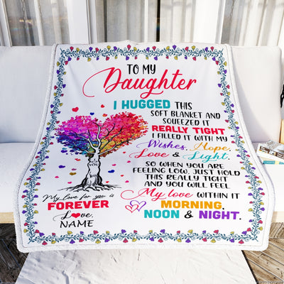 Personalized to My Daughter Blanket from Mom Dad I Hugged This Soft Blanket Daughter Birthday Thanksgiving Christmas Customized Fleece Blanket | siriusteestore