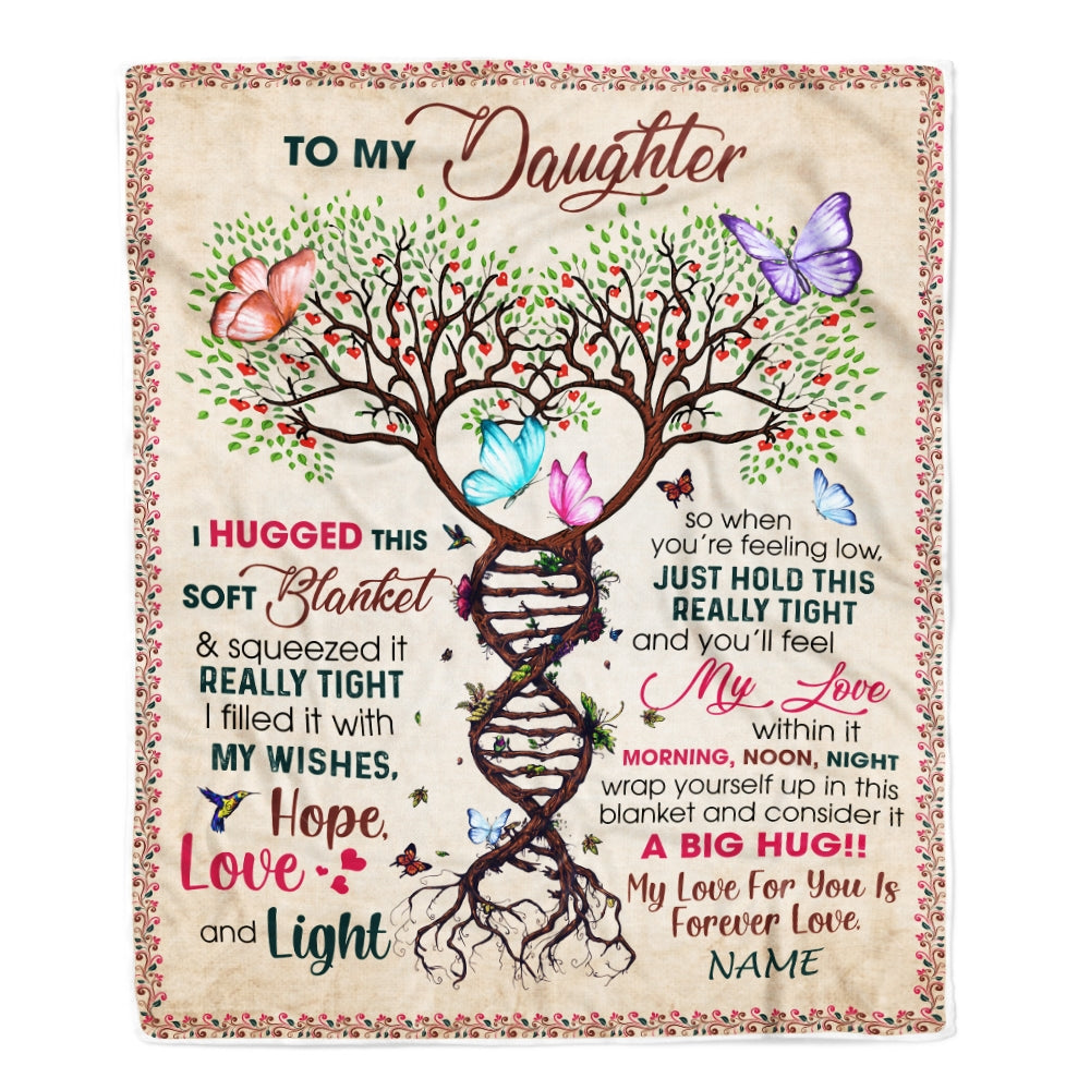 Personalized to My Daughter Blanket from Mom Dad My Love Within It Morning Noon Night Butterfly Tree Daughter Birthday Christmas Customized Fleece Blanket | siriusteestore