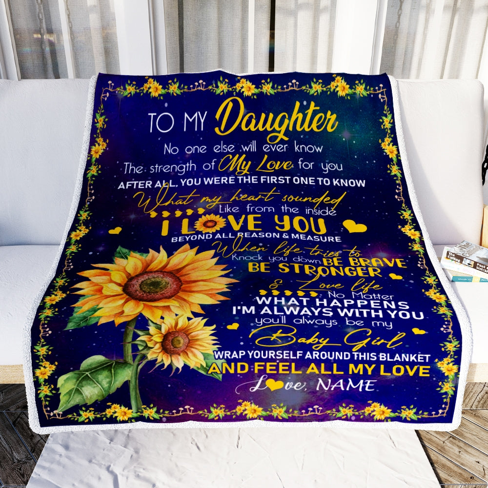 Personalized to My Daughter Blanket from Mom No One Else Will Ever Know Butterfly Sunflower Daughter Birthday Christmas Customized Fleece Blanket | siriusteestore