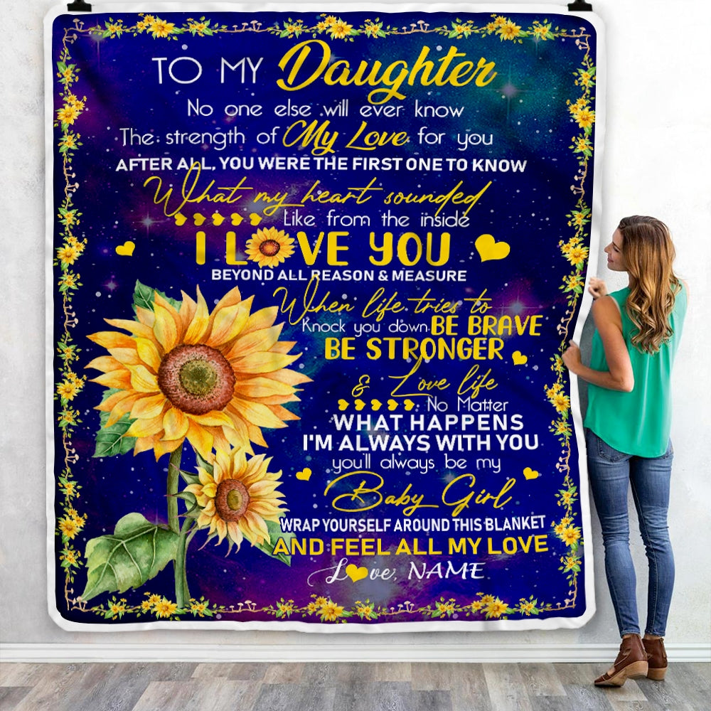 Personalized to My Daughter Blanket from Mom No One Else Will Ever Know Butterfly Sunflower Daughter Birthday Christmas Customized Fleece Blanket | siriusteestore
