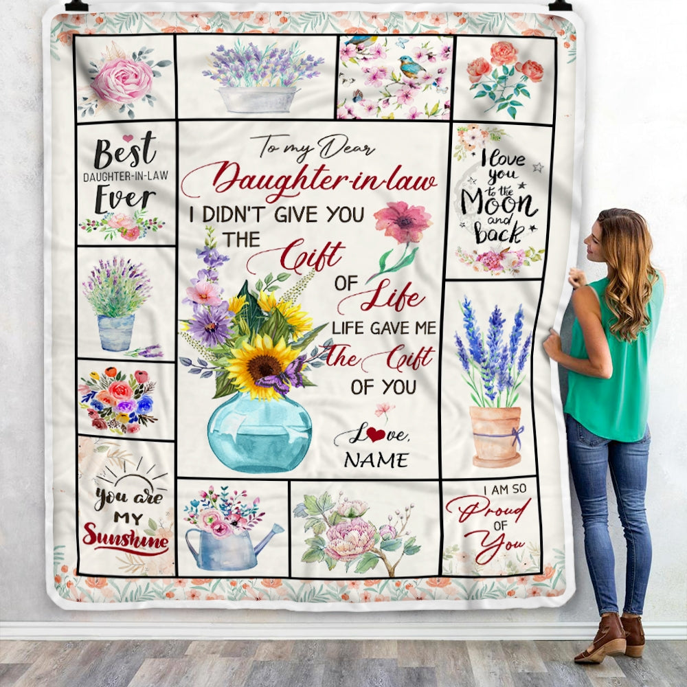 Personalized to My Dear Daughter in Law Blanket I Didn't GIVE You The Gift of Life Christmas Birthday Pregnant Wedding Anniversary Customized Fleece Blanket | siriusteestore