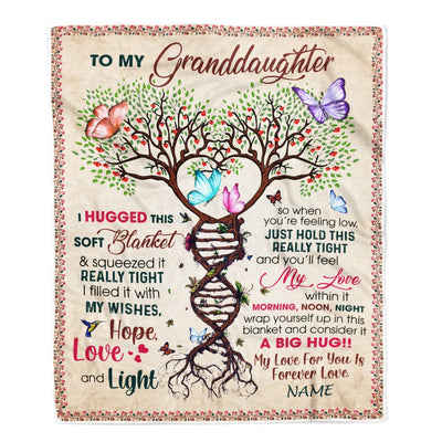 Personalized to My Granddaughter Blanket from Grandma Nana Grandpa My Love Within It Morning Noon Night Butterfly Tree Birthday Christmas Fleece Blanket | siriusteestore