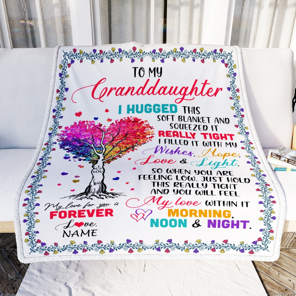 Personalized to My Granddaughter Blanket from Grandma Nana Mimi Grandpa I Hugged This Soft Blanket Birthday Thanksgiving Christmas Customized Fleece Blanket | siriusteestore