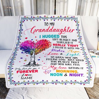 Personalized to My Granddaughter Blanket from Grandma Nana Mimi Grandpa I Hugged This Soft Blanket Birthday Thanksgiving Christmas Customized Fleece Blanket | siriusteestore