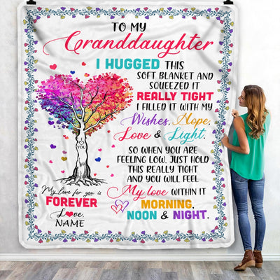 Personalized to My Granddaughter Blanket from Grandma Nana Mimi Grandpa I Hugged This Soft Blanket Birthday Thanksgiving Christmas Customized Fleece Blanket | siriusteestore