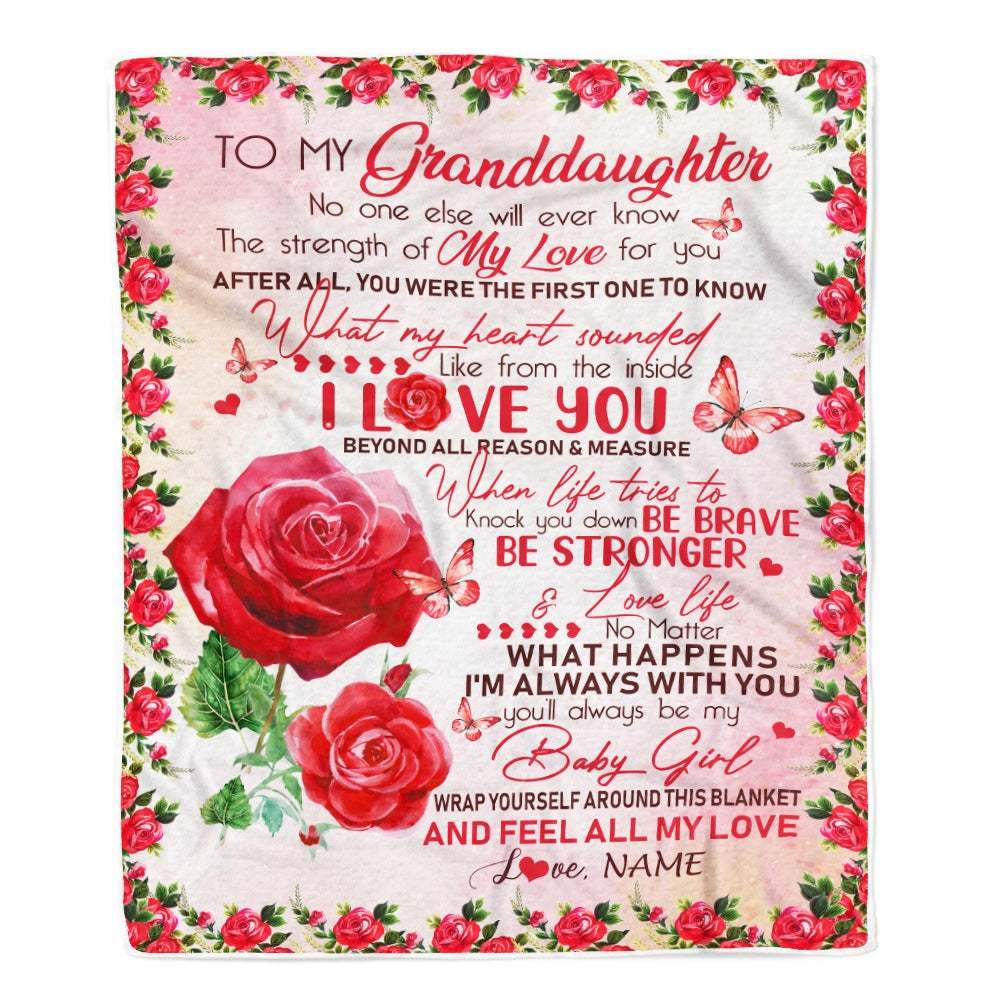 Personalized to My Granddaughter Blanket from Grandma Nana Mimi Grandpa No One Else Will Ever Know Rose Birthday Thanksgiving Christmas Fleece Blanket | siriusteestore