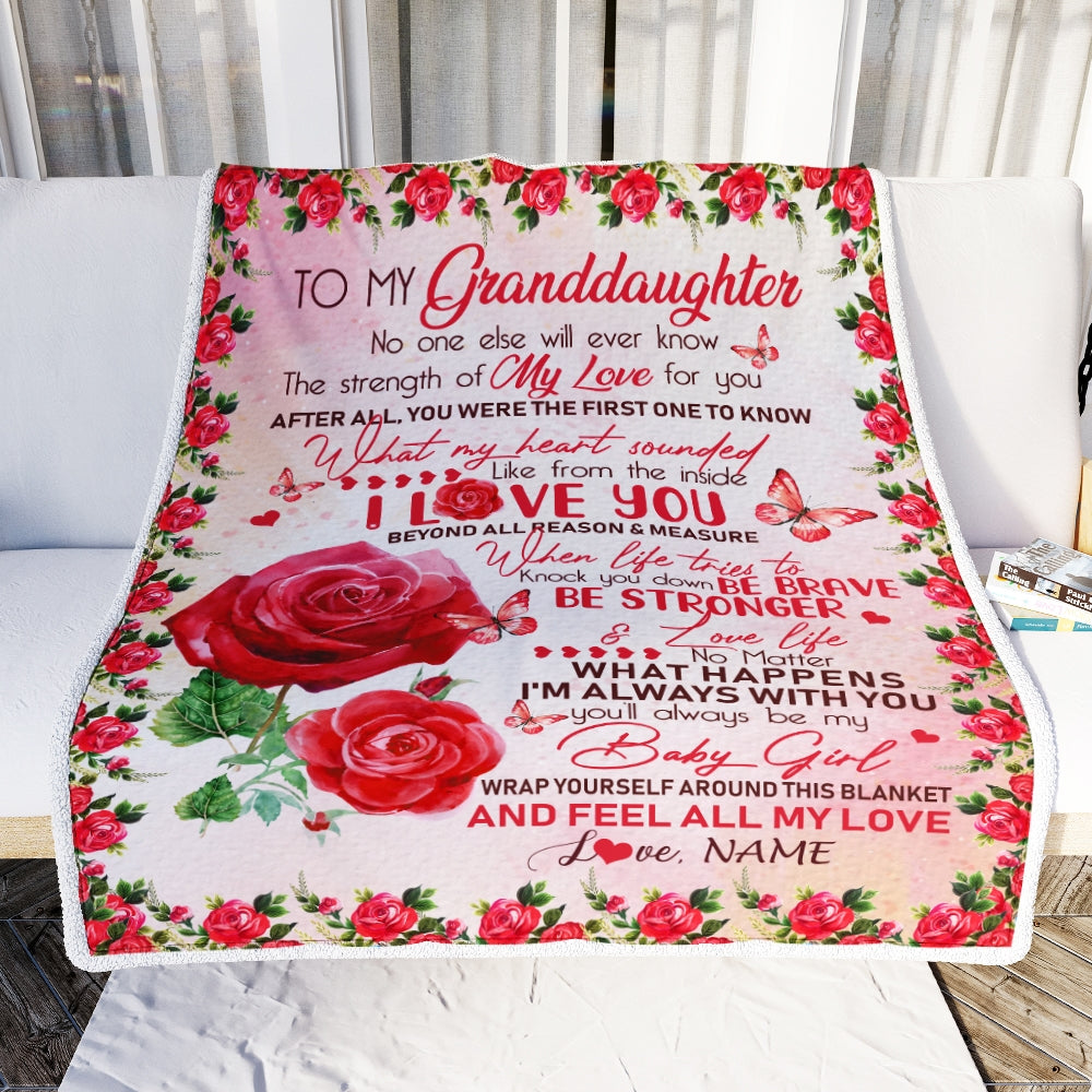Personalized to My Granddaughter Blanket from Grandma Nana Mimi Grandpa No One Else Will Ever Know Rose Birthday Thanksgiving Christmas Fleece Blanket | siriusteestore
