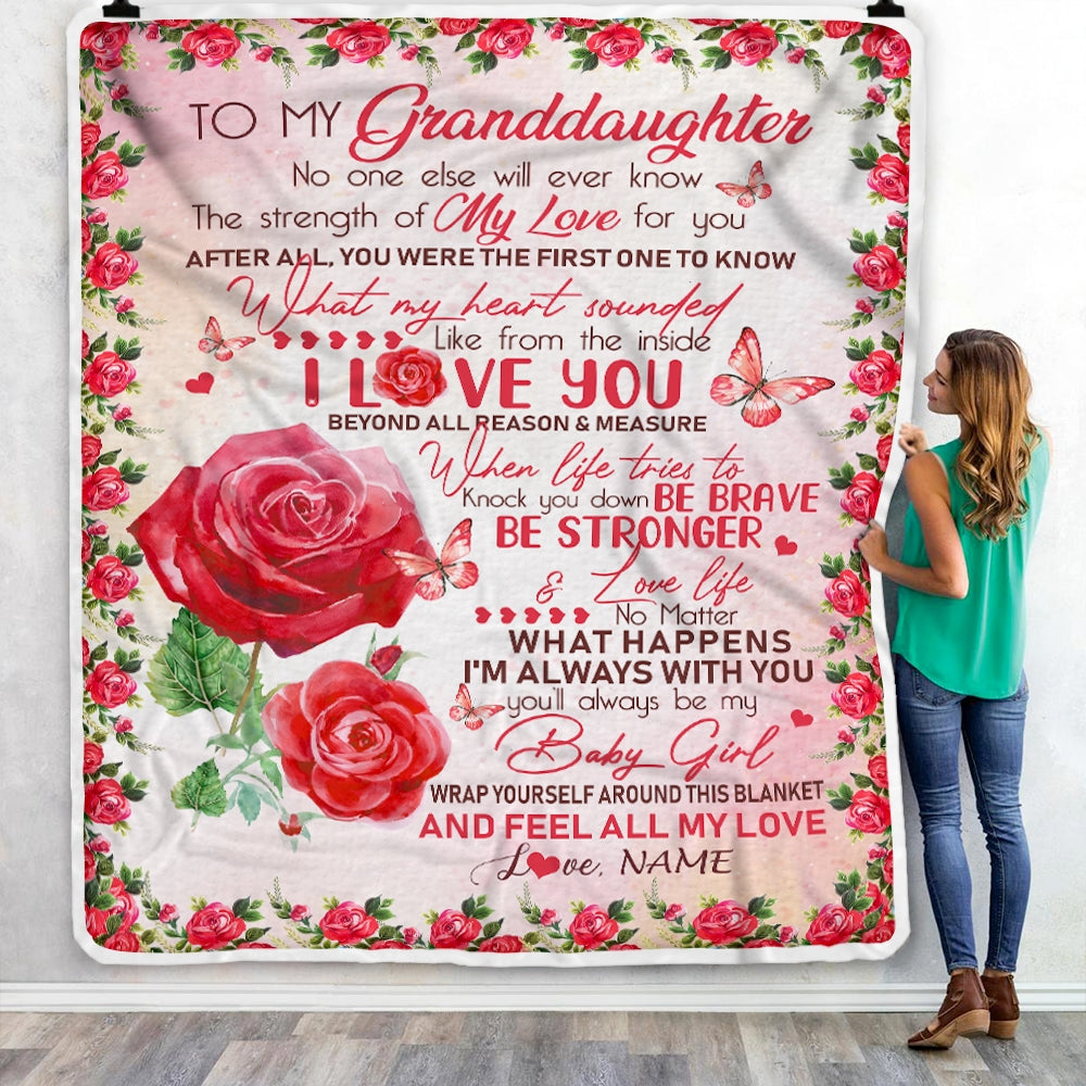 Personalized to My Granddaughter Blanket from Grandma Nana Mimi Grandpa No One Else Will Ever Know Rose Birthday Thanksgiving Christmas Fleece Blanket | siriusteestore