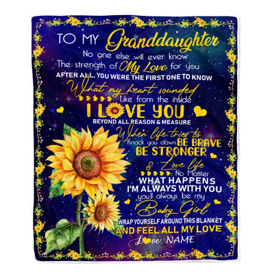 Personalized to My Granddaughter Blanket from Grandma Nana No One Else Will Ever Know Butterfly Sunflower Granddaughter Birthday Christmas Fleece Blanket | siriusteestore