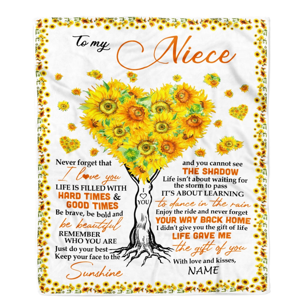 Personalized to My Niece Blanket from Aunt Auntie Life Gave Me The Gift of You Sunflower Niece Birthday Thanksgiving Christmas Customized Fleece Blanket | siriusteestore