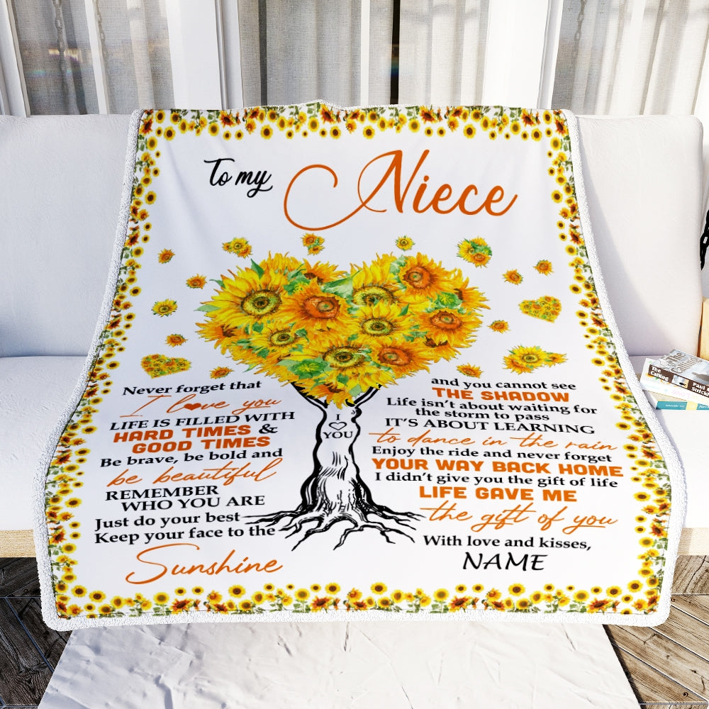 Personalized to My Niece Blanket from Aunt Auntie Life Gave Me The Gift of You Sunflower Niece Birthday Thanksgiving Christmas Customized Fleece Blanket | siriusteestore