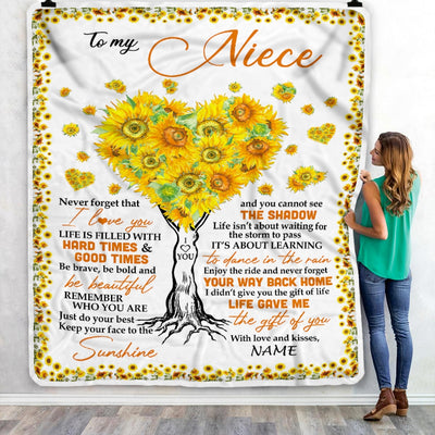 Personalized to My Niece Blanket from Aunt Auntie Life Gave Me The Gift of You Sunflower Niece Birthday Thanksgiving Christmas Customized Fleece Blanket | siriusteestore