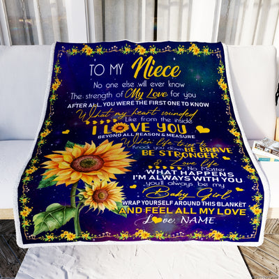 Personalized to My Niece Blanket from Aunt Auntie No One Else Will Ever Know Butterfly Sunflower Niece Birthday Christmas Customized Fleece Blanket | siriusteestore